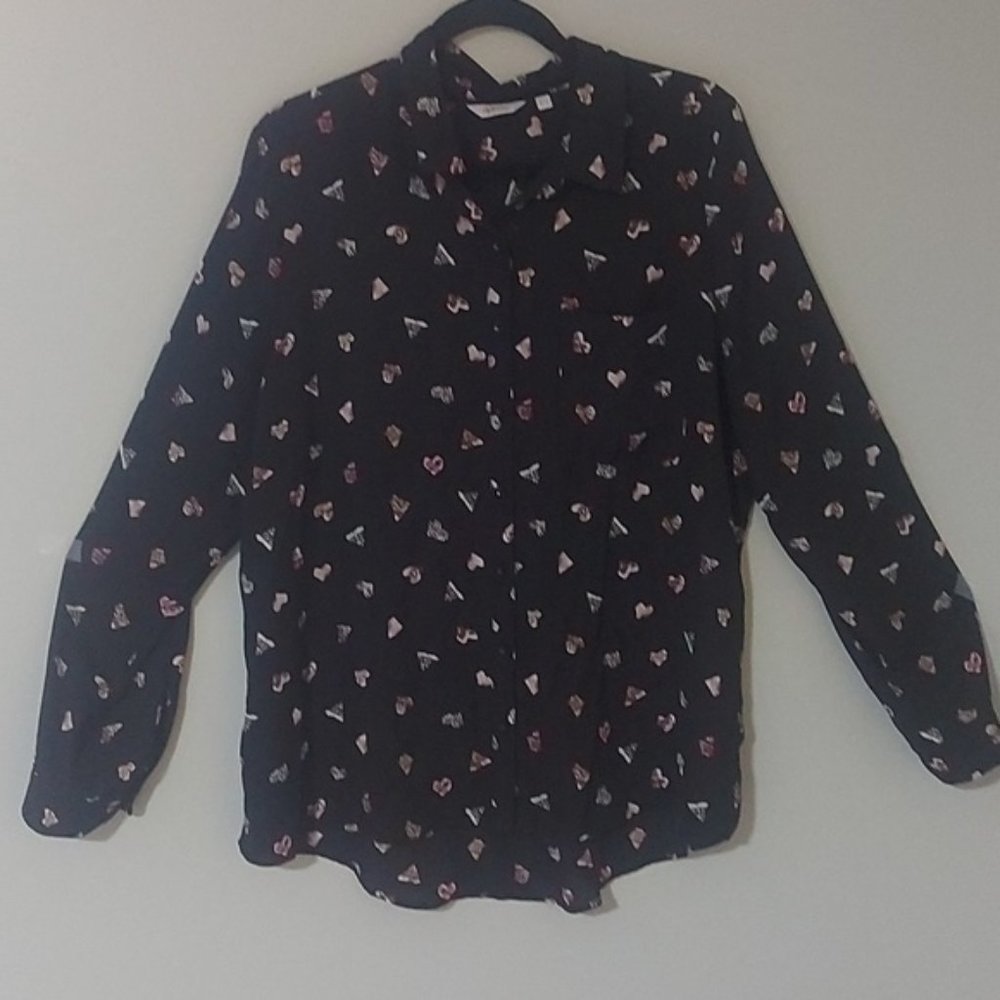 Reitmens heart button up sheer blouse /shirt